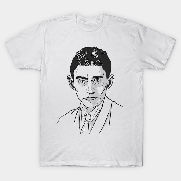 Hand drawn portrait of Franz Kafka T-Shirt by ArticaDesign